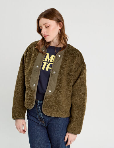 Parka 3-en-1 à capuche vert kaki femme