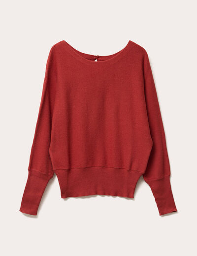 Pull manches chauves-souris rouge femme