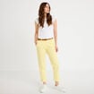 Pantalon chino 7/8&egrave;me jaune pastel femme