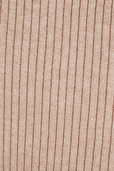 Jupe longue tricot moulante beige femme