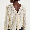 Blouse droite col v en dentelle ecru femme