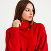 Pull col roul&eacute; manches longues rouge femme