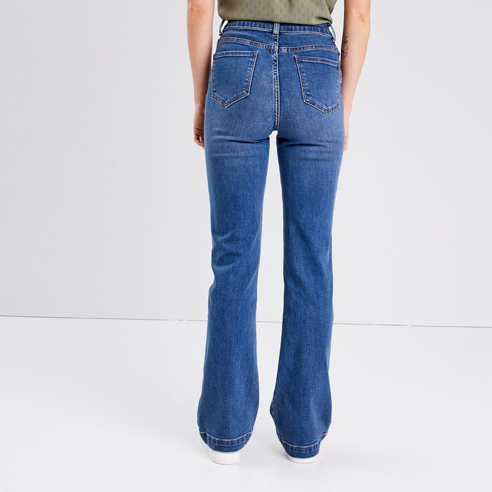 Jeans flare taille haute denim stone femme
