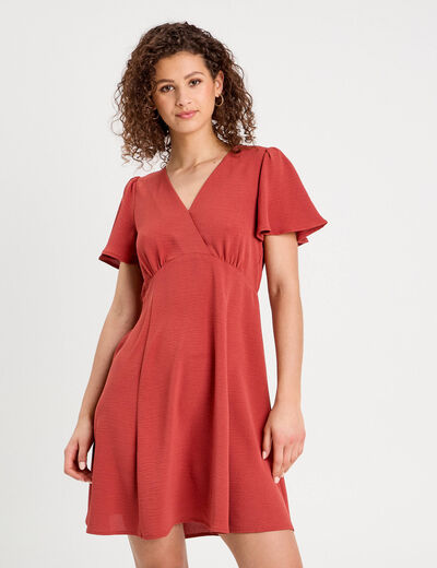 Robe évasée fluide vieux rose femme