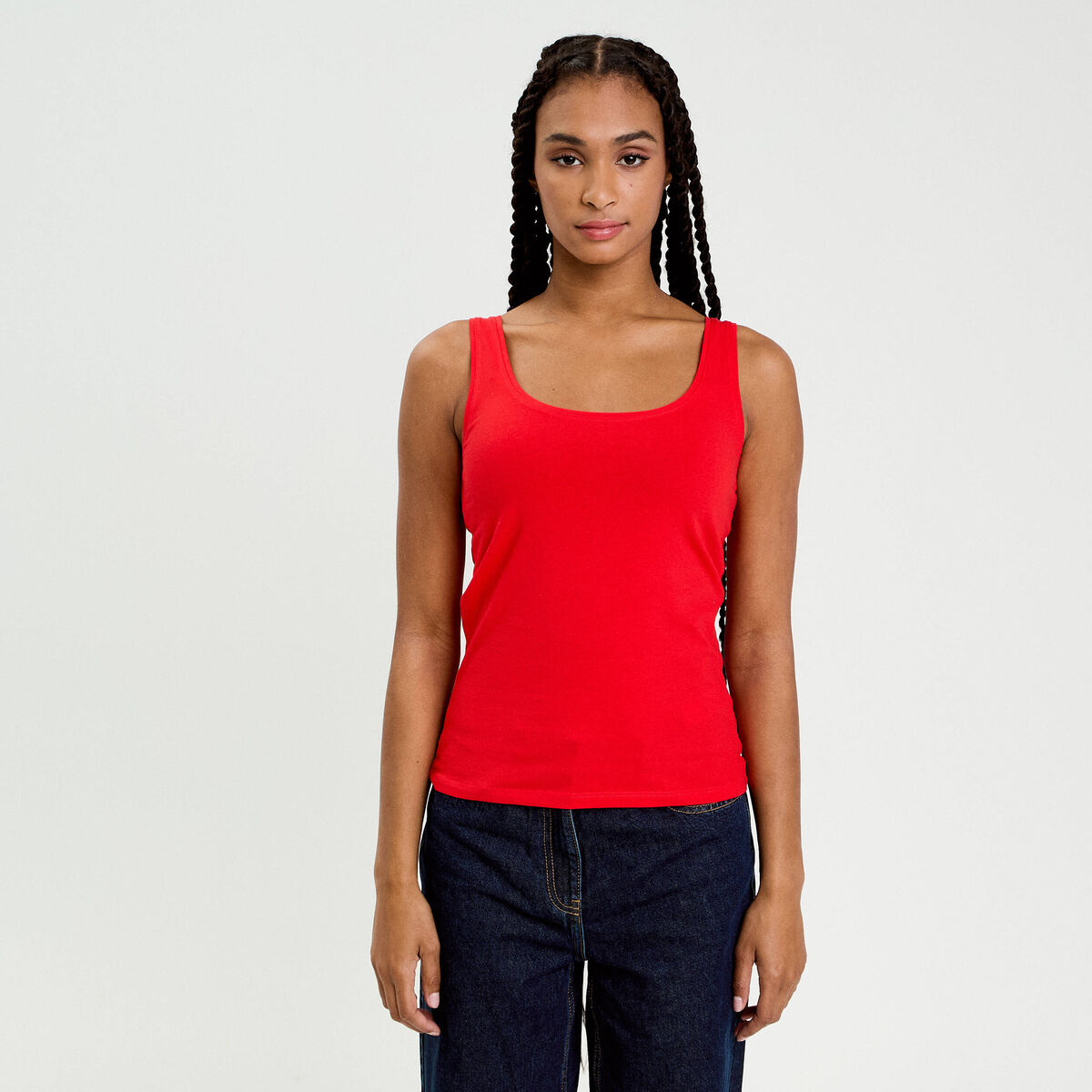 D&eacute;bardeur bretelles larges rouge femme