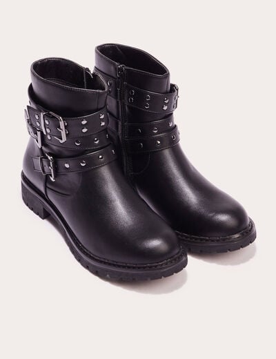 Bottines brides cloutées noir femme