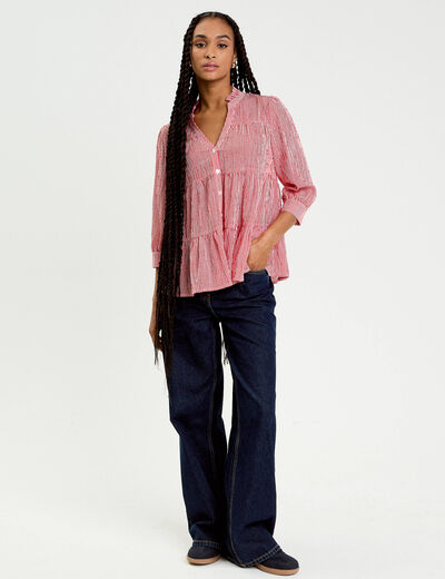 Blouse manches 3/4 rouge vif femme