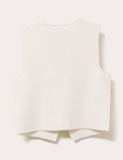 Gilet sans manches cropped ecru femme