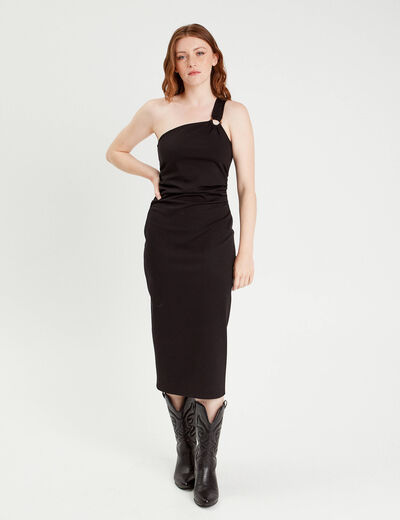 Robe ajustée asymétrique noir femme