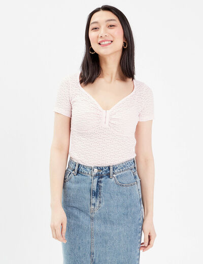 T-shirt manches courtes rose femme