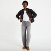 Jean barrel cropped taille standard denim gris femme