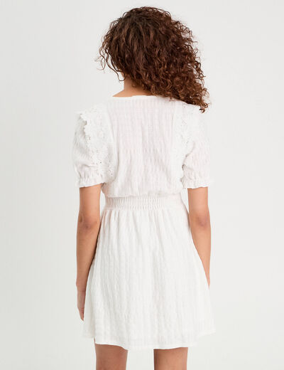 Robe évasée dentelle ecru femme