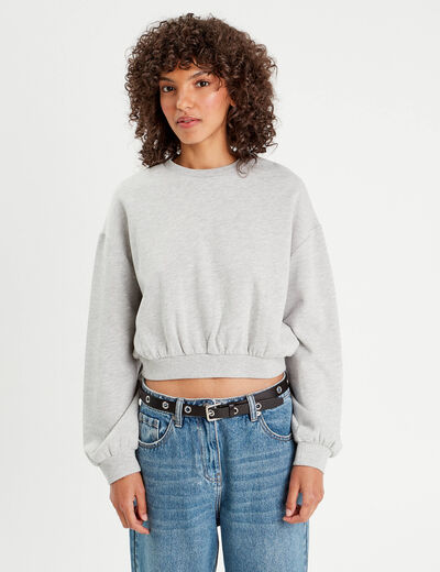 Sweat manches longues gris clair femme
