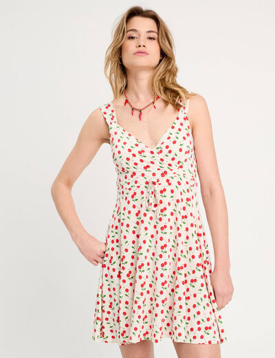 Robe évasée bretelles blanc femme