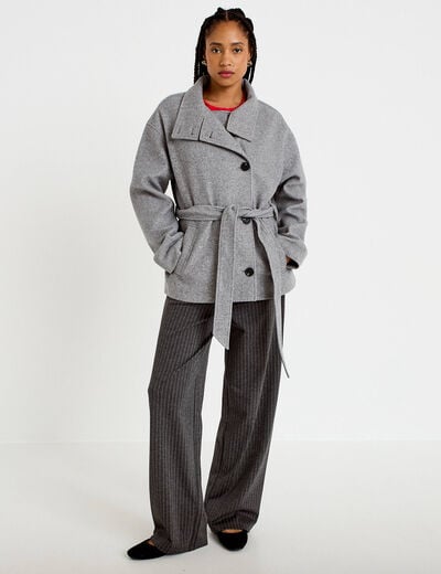 Veste oversize manches longues gris femme
