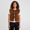 Gilet sans manches noué marron femme