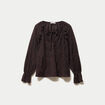 Blouse droite manches longues col rond marron fonc&eacute; femme