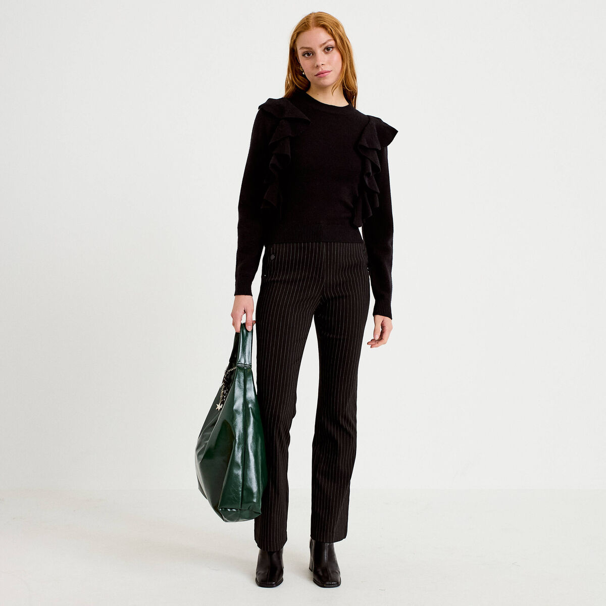 Pull manches longues noir femme