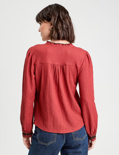 Blouse manches longues vieux rose femme