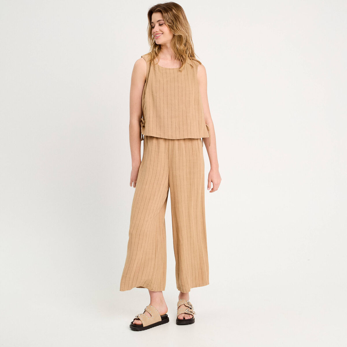 Combinaison sans manches beige femme