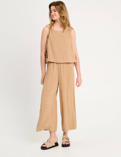 Combinaison sans manches beige femme