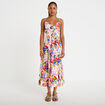 Robe longue &eacute;vas&eacute;e col v bretelles blanc femme