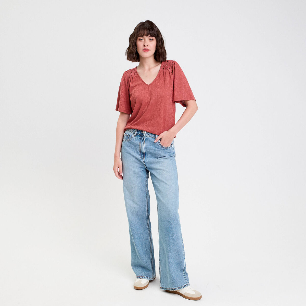 T-shirt manches courtes vieux rose femme
