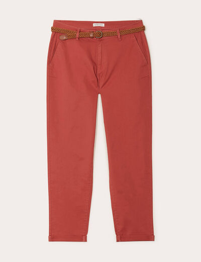 Pantalon chino 7/8ème vieux rose femme