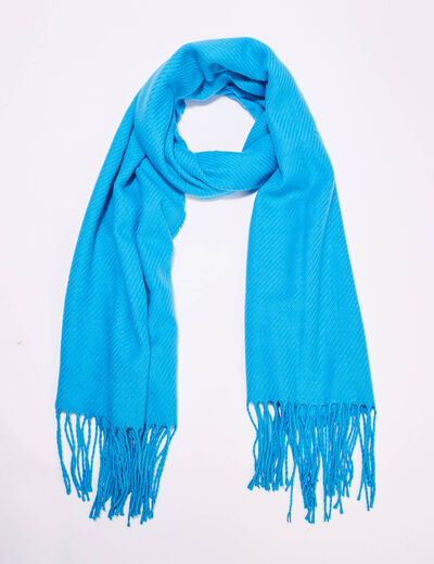 Écharpe à franges bleu femme