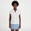 Blouse droite sans manches col rond blanc femme