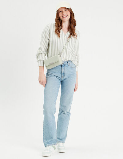 Chemise manches longues contenant du lin vert femme
