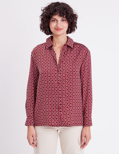 Chemise manches longues satin blanc femme
