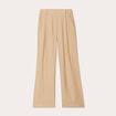 Pantalon large boutons beige femme