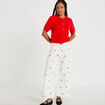 Pantalon bootcut taille haute velours blanc femme