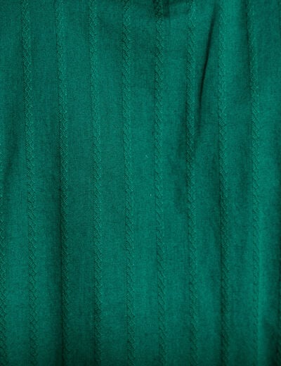 Blouse broderie col v manches 3/4 vert fonc&eacute; femme