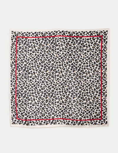 Foulard carr&eacute; satin ecru femme