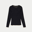 T-shirt ajust&eacute; col rond manches longues noir femme