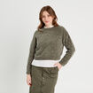 Pull col montant vert kaki femme