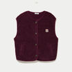 Gilet sans manches fausse fourrure prune femme