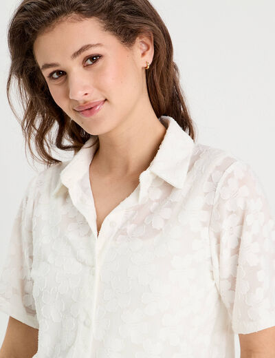 Chemise manches courtes ecru femme
