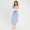 Robe midi évasée bretelles bleu clair femme