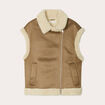 Blouson sans manches zippé taupe femme