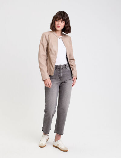 Veste droite zippée sable femme