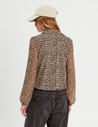 Blouse manches longues beige femme