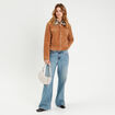 Veste velours col amovible camel femme