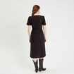 Robe midi ajustée col rond noir femme