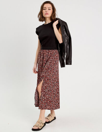 Jupe longue évasée rouge femme