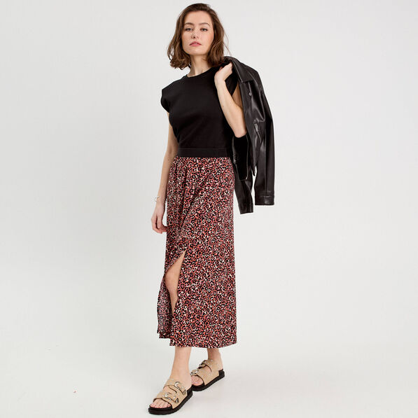 Jupe longue évasée rouge femme