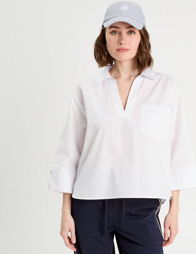 Blouse manches 3/4 blanc femme