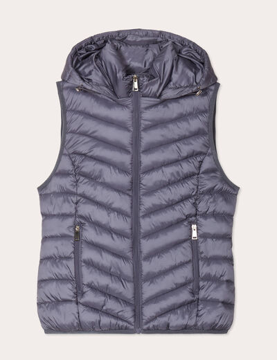 Doudoune sans manches capuche bleu gris femme